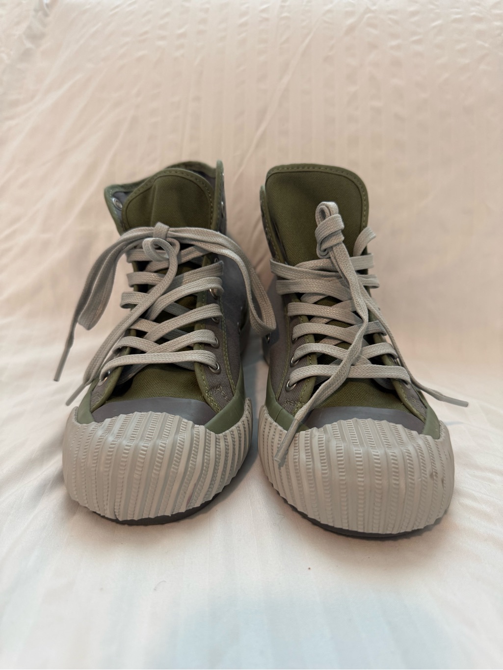 Pf Flyer Olive Green High-Top Sneakers With Gray Toe Caps